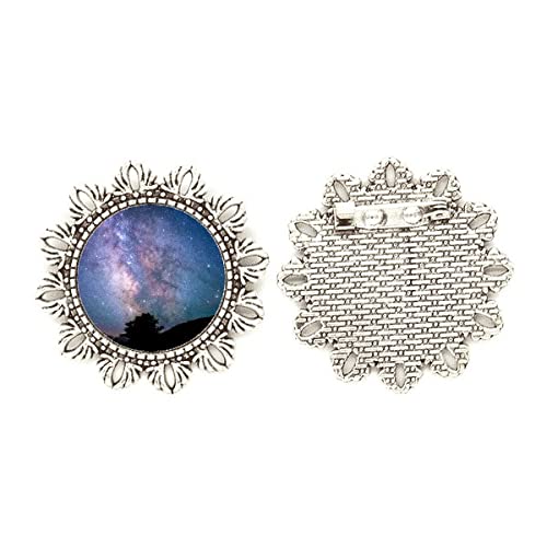 Broche de plata flor Nebulae Dark Stars para realzar tus vestidos de noche