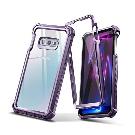 Dexnor Galaxy S10E Case with Built-in Screen Protector Clear Rugged Full Body Protective Shockproof Hard Back Defender Dual Layer Heavy Duty Bumper Cover Case for Samsung Galaxy S10E-Phantom Purple
