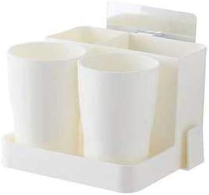 Simple Appearance Toothbrush Cup Holder, Multifunctional Plastic Toothbrush Cup Holder, Bathroom Wall Hanging Toilet Storage Tube(Black)