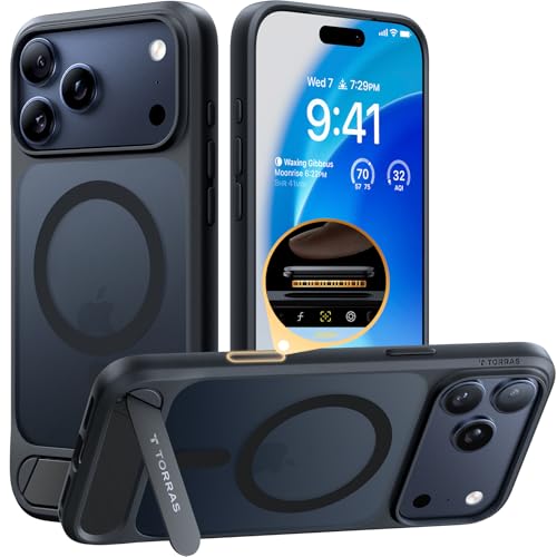 TORRAS Strong Magnetic & Seamless Stand for iPhone 17 Pro Max Case, Fit for MagSafe, Military Grade Drop Protection, Sturdy Adjustable Kickstand Slim
