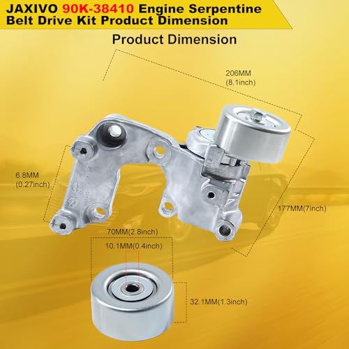 Image of 90K-38410 Serpentine Belt Drive Tensioner Pulley Component Kit for 13-18 ES350 /Avalon 3.5L,06-10 IS250 2.5L,12-17 Camry,08-16 Highlander,11-16 Sienna-Only Gas,Replace 7PK1550