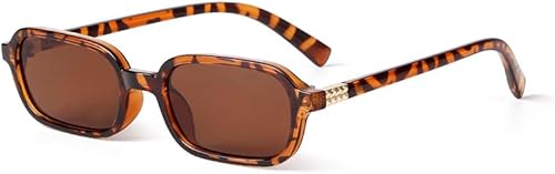JUDOO Retro Rectangle Sunglasses for Women Mens Tortoise Brown Rectangular Sungl