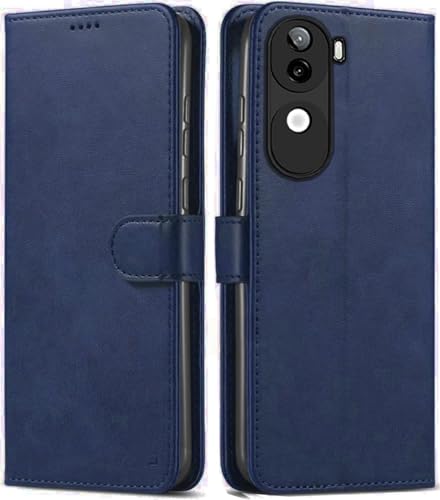 Image of TOUCCH Flip case for iQOO Z9s 5G| Leather Finish Cover & Flexible Stand Design | Card and Money Pocket | Blue