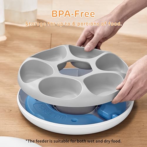 iPettie Donut Frost 6 Meal Cordless Automatic Pet Feeder, Dry & Wet Food Automatic Cat Feeder with Two Ice Packs, Rechargeable Massive Battery, Programmable Timer, Classic White by iPettie - Image 6
