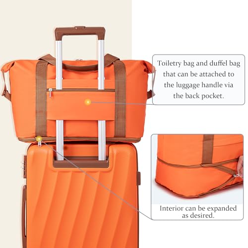 Image of Luggage Sets 6 Piece Suitcases with Wheels,ABS Hard Case Suitcases with Spinner Wheels,Durable Travel Luggage(Orange, 6 Piece Set(16 inch /20 inch /24 inch /28))