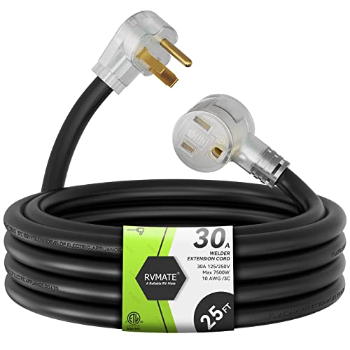 RVMATE 250V 25 Feet Welder Extension Cord, 10 AWG NEMA 6-50 STW Heavy Duty Welding Cord with LED Indicator
