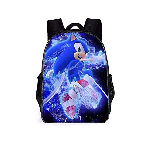 nicekool Sonic Imprimé Sac à Dos Enfants Sac à Dos, Sonic The Hedgehog Sac à Dos, Mignon Sac à Dos Maternelle Sac d'école Enfants Sac à Dos pour garçons et Filles Bleu 30 * 15 * 40cm 0 mois Cover