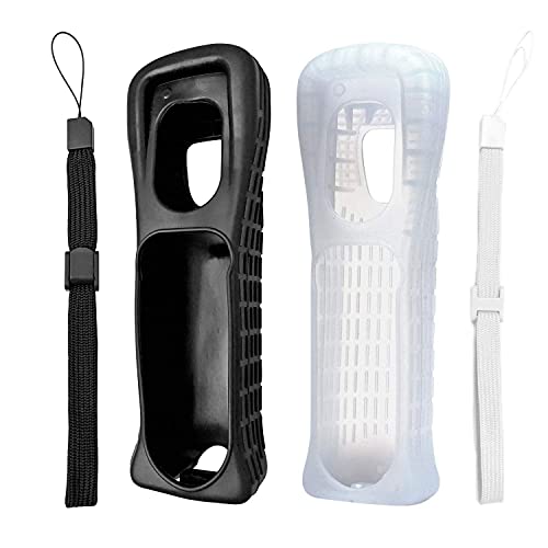 Jadebones 2X Silicone Skin Case Cover With Wrist Strap For Wii Remote Controller (Black+White) #TOP1
