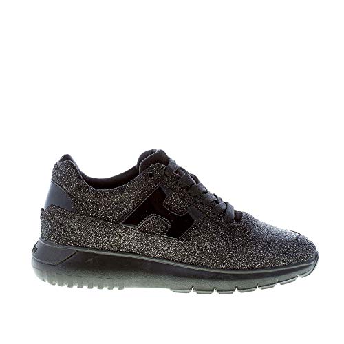 Collezione: Autunno-Inverno Hogan Donna Interactive Cube in Pelle Glitterata Nero più Argento Color Nero Size 35.5