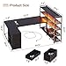 SEDETA L Shaped Gaming Desk, Reversible U Shaped Computer Desk with Power Outlet and Storage Shelves, Corner Gaming Desk with LED Lights, 3 Fabric Drawers, Black