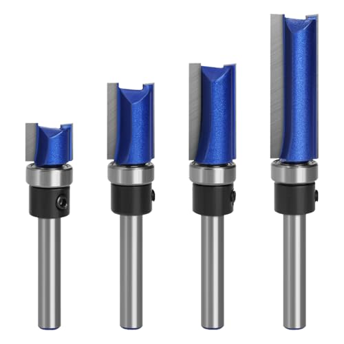 BENESOON 4PCS Top Bearing Flush Trim Router Bit Set 1/4 Inch Shank