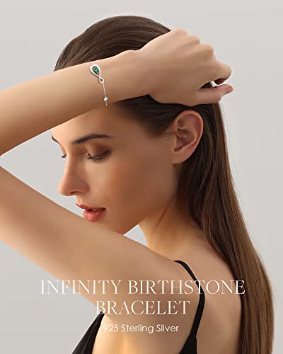 Etevon Infinity Love Heart Charm Bracelet For Girls Women 925 Sterling Silver Dainty Link Birthstone Bracelets Mother's Day Birthday Jewelry Gifts For Her Sister Wife Mom Emerald Green Birth Stone May #TOP7