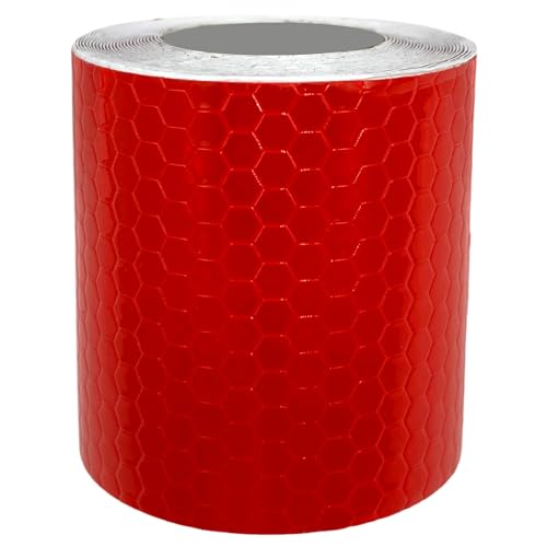 AUTOZOCO Cinta reflectante adhesiva de alta Intensidad, Cinta reflectante de seguridad, Cinta de seguridad adhesiva reflectante, Banda adhesiva reflectante, Color rojo, 3 metros largo x 5 cm ancho