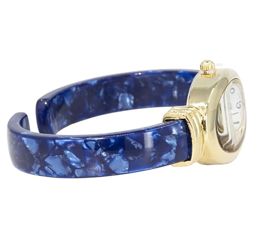 Blekon SS-0823-GL-BLK-WH Collections Women'S Round, Oval, Rectangle Case Shapes Acrylic Tortoise Shell Color Design Cuff Bangle Watch thumb #4