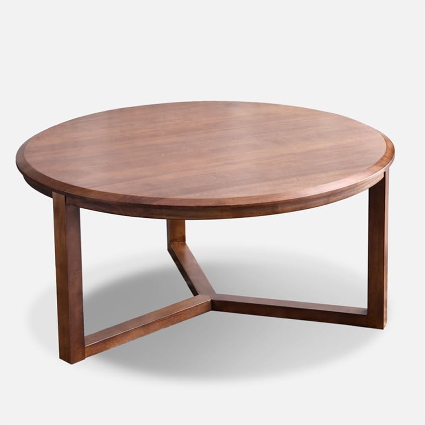 Mesa de Centro Redonda, Mesa de Centro Pequeña y Moderna, Mesa de Sofá, Mesa de Té for Sala de Estar, Escritorio de Oficina, Balcón, Fácil de Instalar, Escritorio de Madera, Nogal (Color : A)