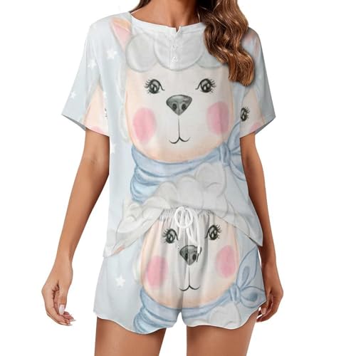 Ensemble de pyjama pour femme en motif mouton adorable pour l'été