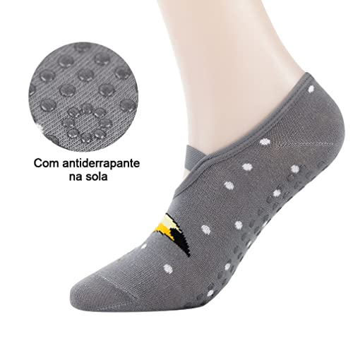 J COLOUR Kit 3 pares de meias de ioga femininas,meias antiderrapantes para exercícios descalços de b