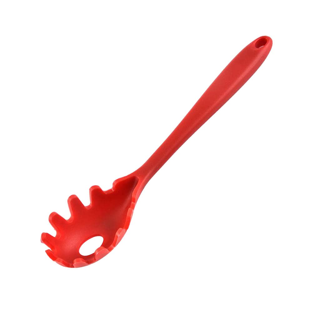 Easnea Green,Red Silicone Pasta Fork, Spaghetti Server Tongs, Noodles Spoon, Eco Friendly And Bpa Free - Red 1, 28.5X5.5x3.5cm