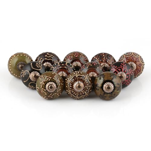 Rasiya Art Kitchen Cabinet Knobs - Indian Handmade Ceramic Dresser