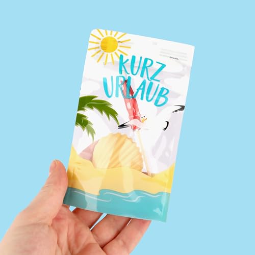 Kurzurlaub Schleckmuschel & Cocktail-Schirmchen – Süßer Spaß mit Urlaubsstimmung | Lustige Geschenkidee für Kollegen und Freunde - 9g Zuckerleckerei, inklusive Sonnenschirm von Liebeskummerpillen