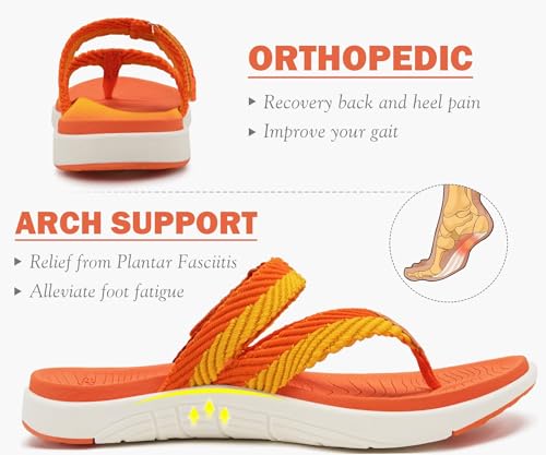 Image of COFACE Womens Trendy Orthotic Flip Flops Lightweight Yoga Mat Thick Cushion Walking Thong Sandals Adjustable Slip On Slippers With Comfortable Plantar Fasciitis Arch Support