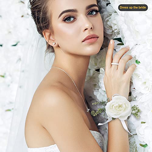 Ramo de flores artificiales para bodas románticas de estilo coreano y pulsera de novia blanca 6