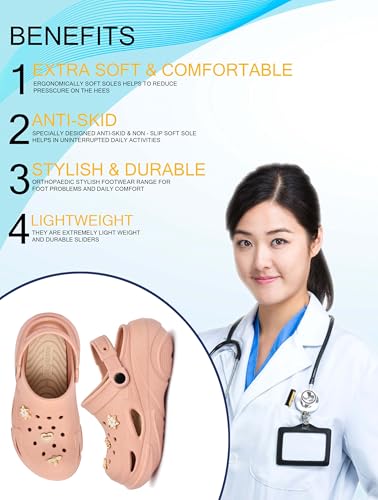 Image of HEALTH FIT SUPER SOFT Comfortable Adjustable Back Strap Clogs & Cute Charms |Waterproof Anti Skid & Lightweight Cushioned Stylish Clogs Mules for Women's & Girl's HFSILK11