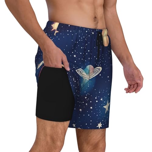 Starry Sky Universe Space Print Men Hawaiian Shorts Quick Dry Swim Trunks Surfing Beach Vacations Summer Activity3