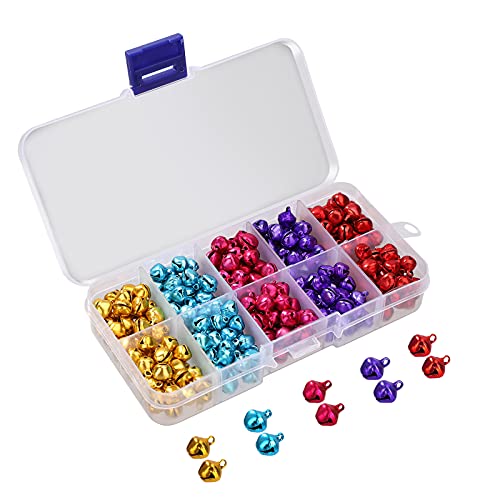 300 Piezas Cascabeles de Colores Campanas Pequeñas Cascabeles de Metal Manualidades Pequeñas para Navidad Boda Decoración, Joyas, Cumpleaños Regalo, DIY Creativos, 8mm 5 Colores