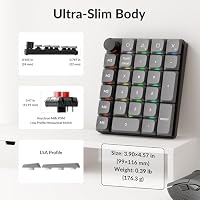 Keychron K0 Max Kabelloser Nummernblock, Low-Profile, programmierbar mit QMK/Launcher, 2,4 GHz & Bluetooth 5.3, 1000 Hz Abtastrate, mit Drehknopf, Hot-Swap-fähig, RGB, für Windows/Mac, roter Schalter – Ansicht 4