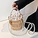 yyzlvffm Strandtasche Damen Stroh Taschen Und Geldbörsen Mode Rattan Korb Taschen Woven Wicker Bucket Tragetaschen Mädchen Perlenkette Strand Reisetaschen Typea