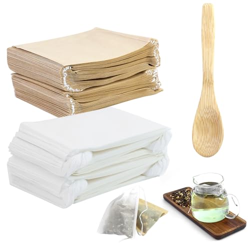 400 Pezzi Bustine Te Vuote in Tessuto Non Tessuto, Infusore per Tisane Usa e Getta, Filtro Te Infusione con Coulisse per Tè, Tè ai Fiori, Caffè, Spezie (7×9cm)