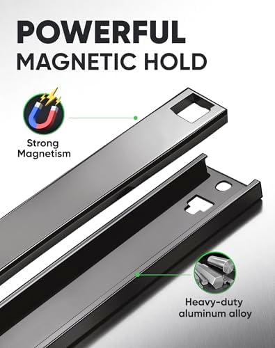 ALOANES 6-Piece Magnetic Socket Organizer, Heavy Duty Aluminum Socket Rails Organizer, 360° Swivel Clips Socket Holder Kit for Tool Box, 1/2, 3/8, 1/4-Inch Socket Holder x 80 Clips (Black) - 4