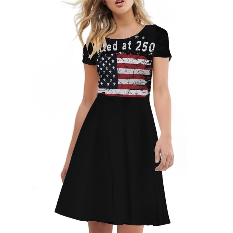 Image of Irisjudy T Shirt Dress for Women Short Sleeve Girls Short Sleeve Dress Plus Size, O Neck Knee Length Midi Dress for Ladies
