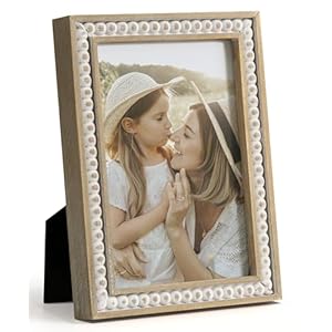 SUMGAR 6×4 Photo Frames Wooden Picture Frames 4×6 Photo Frame Rustic Picture Frame With Wood Beaded Shabby Chic Boho Standing Desk Frame Wall Frames For Living Room Christmas Birthday Gift For Women