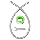 SUNGATOR 2 Feet Refrigerator Water Line, 1/4" Comp X 1/4" Comp Ice Maker Hose, 2 Feet Stainless Steel Braided Ice Maker Water Supply Line with A Wrench and Sealing Tape (1 Pack)