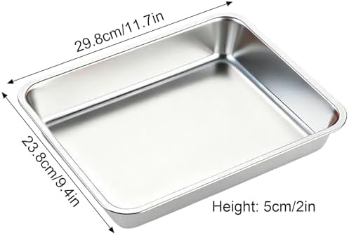 Stainless Steel Sheet Tray - Dishwasher Safe Leak Pan, Metal Drip Pan for Kitchen, BBQ, Laboratory, Pet Care (16.3x11.6x0.8in) - Durable & Versatile