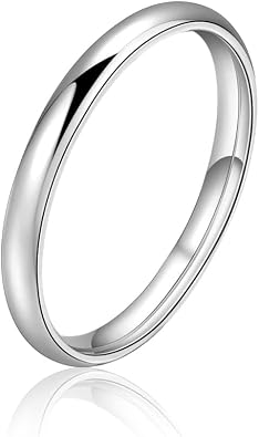 CANDYFANCY 925 Sterling Silver Rings for Women Men Pinky Wedding Bands Stacking Stackable Thumb Plain Thin Ring Engagement Jewelry Gifts Non Tarnish Comfort Fit Size 2-12 Width 2mm 3mm