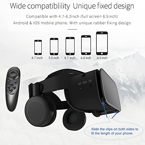 Virtual Reality Headset For Phones Vr Headset Vr Glasses With Controller For 3D Movies/Games Metaverse Goggles With Bluetooth Headset Compatible With All Iphone/Android Phones With 4.7"-6.3" (Black) #TOP4