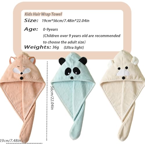 Kinder Mikrofaser Haarturban Mädchen Schnelltrocknend Haartrockentuch Turban mit Knöpfen Anti-Frizz Saugfähige Haar Handtuch Wrap Verdrehter Turban Kopfhandtuch Hut für alle Haartype