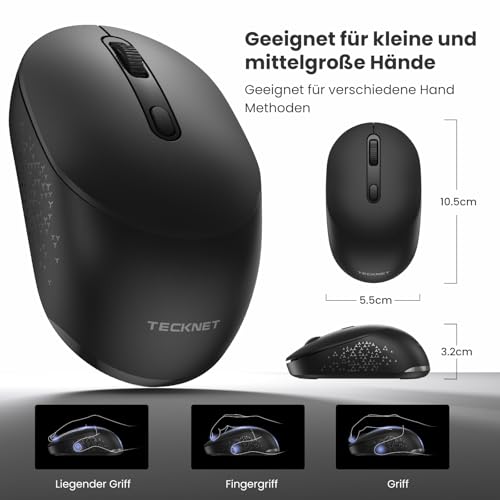 TECKNET Bluetooth Kabellose Maus (BT 5.0/3.0 + 2.4G) Wireless Mouse – Ansicht 4