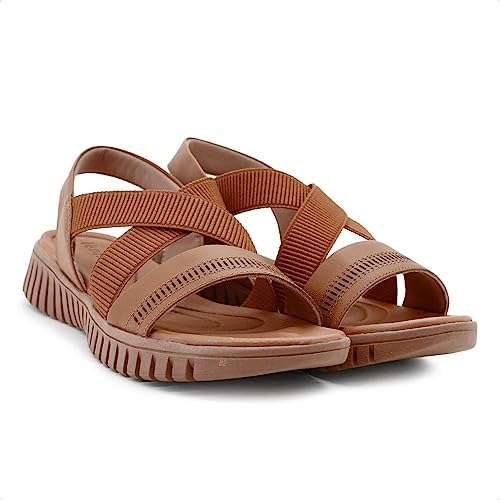 Sandália Usaflex Feminina Plataforma Couro Laser Tan Ah0111003 36