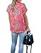 Gaharu Work Tops: Women's Collared Blouse - Short Sleeve Business Shirt - Professional Interview Wear - Summer Office Workwear Red Paisley L