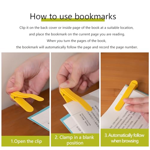 Marcador de página inteligente, 3 peças de marca de livro de silicone, siga automaticamente marcador