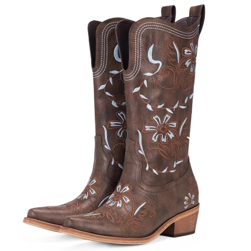 Image of Cowboy Boots for Women, Pointed Toe Chunky Heel | All-day walking comfort design, versatile for daily outfits, country music festivals and western style occasions