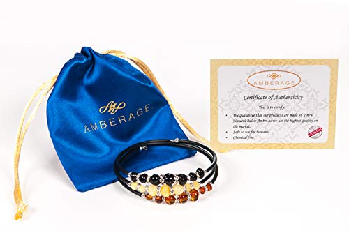 AMBERAGE Natural Baltic Amber Bracelet for Women/Teens - Hand Made from Polished/Certified Baltic Amber Beads2