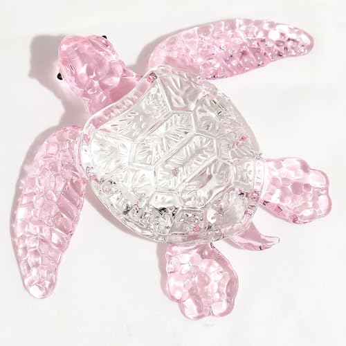 Movdyka Crystal Pink Sea Turtle Figurine Art Decor Gifts for Women