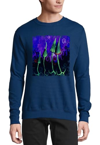 Pull art psychédélique dark mushroom en coton premium bleu