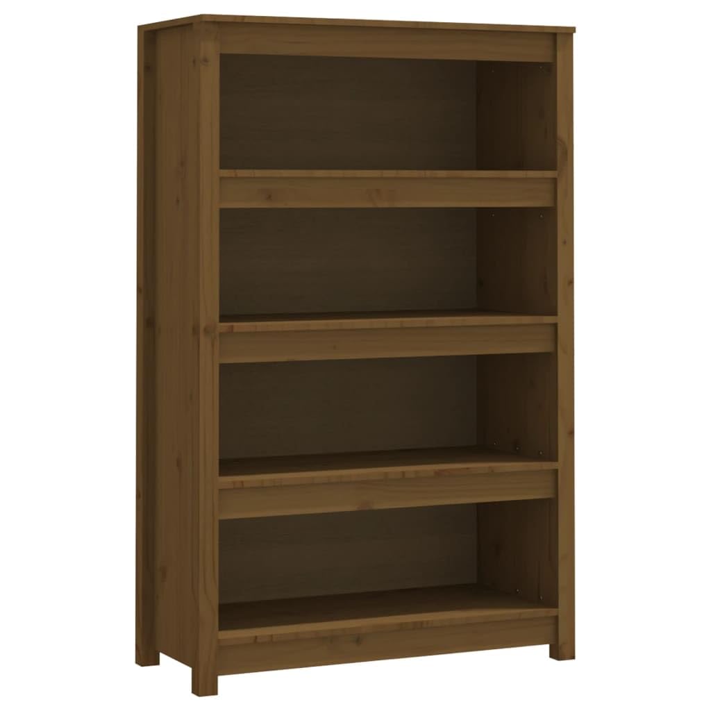 Mensola decorativa per soggiorno, libreria, ufficio, libreria, marrone miele, 80 x 35 x 126 cm, in legno massello di pino per libri, soggiorno, studio, ufficio
