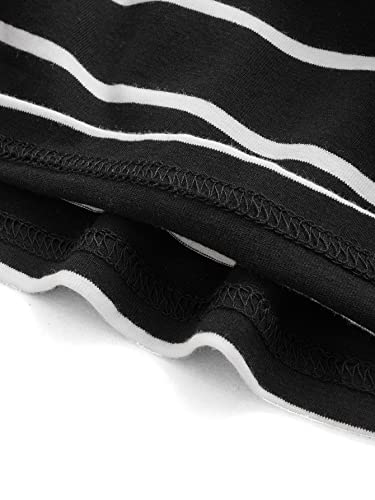 Romwe Women's Plus Size Loose Ruffle Hem Short Sleeve Casual Peplum Blouse Top Black Stripes 4Xl #TOP4